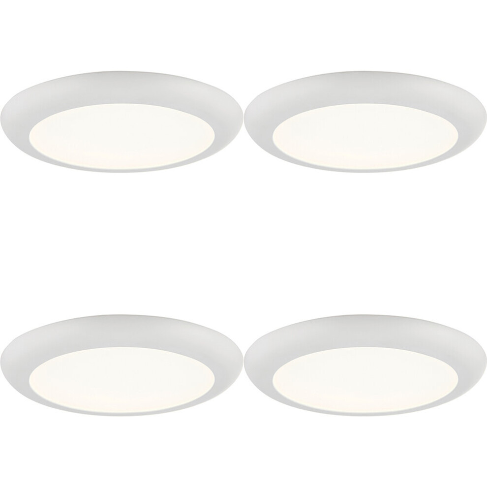 4 PACK Ultra Slim Recessed Ceiling Downlight - 18W Cool White LED - Matt White