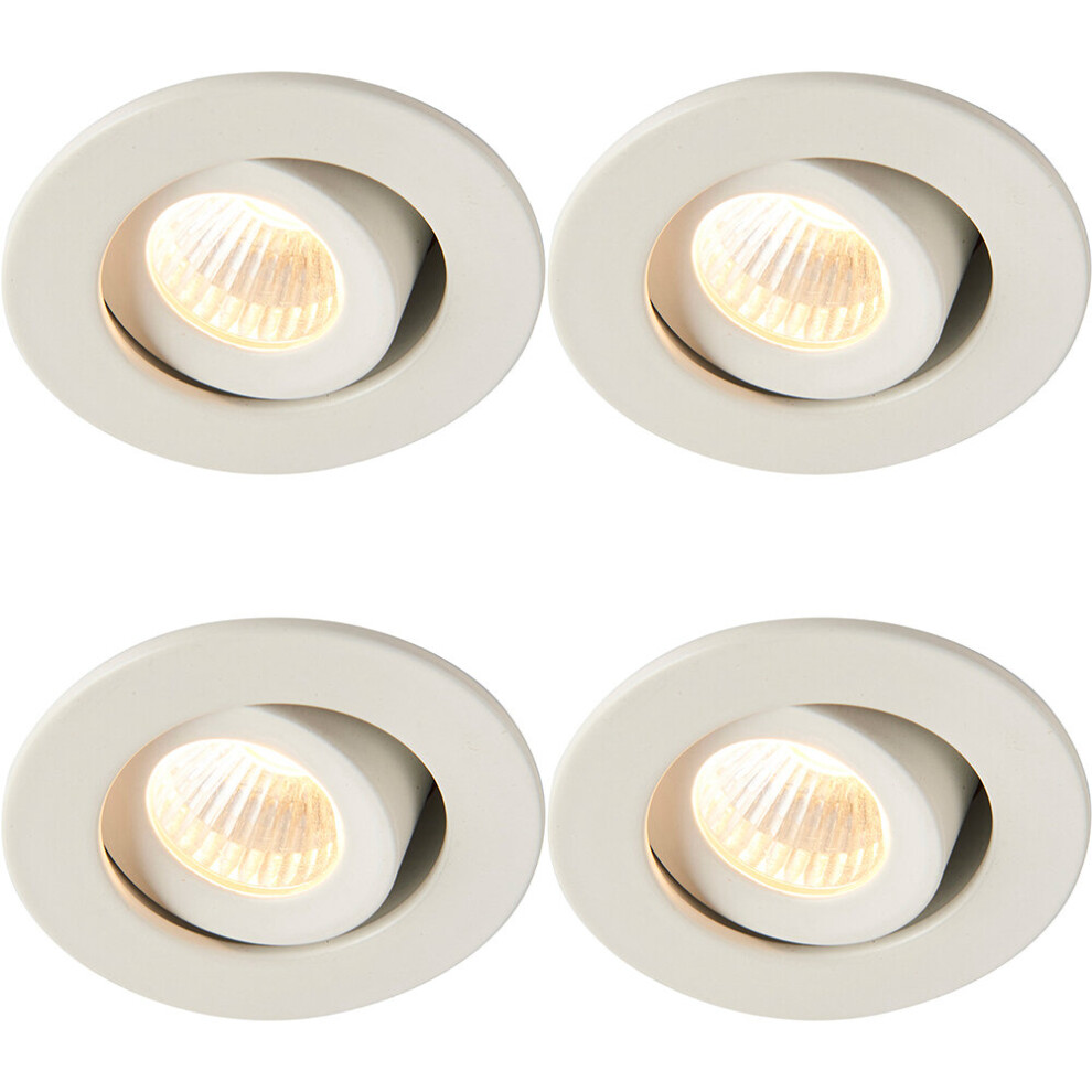 4 PACK Micro Adjustable Ceiling Downlight - 4W Warm White LED - Matt White