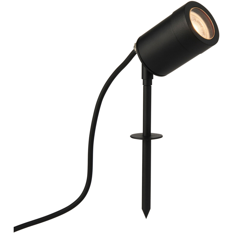 Loops Outdoor Ip65 Ground Spike Spotlight - 7W Gu10 Led - Satin Black Finish