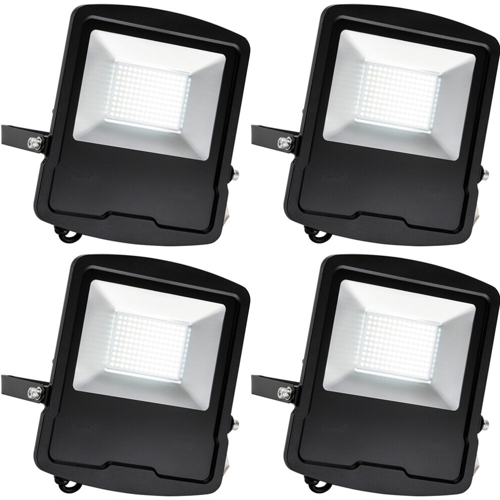 4 PACK Slim Outdoor IP65 Floodlight - 100W Daylight White LED - High Output