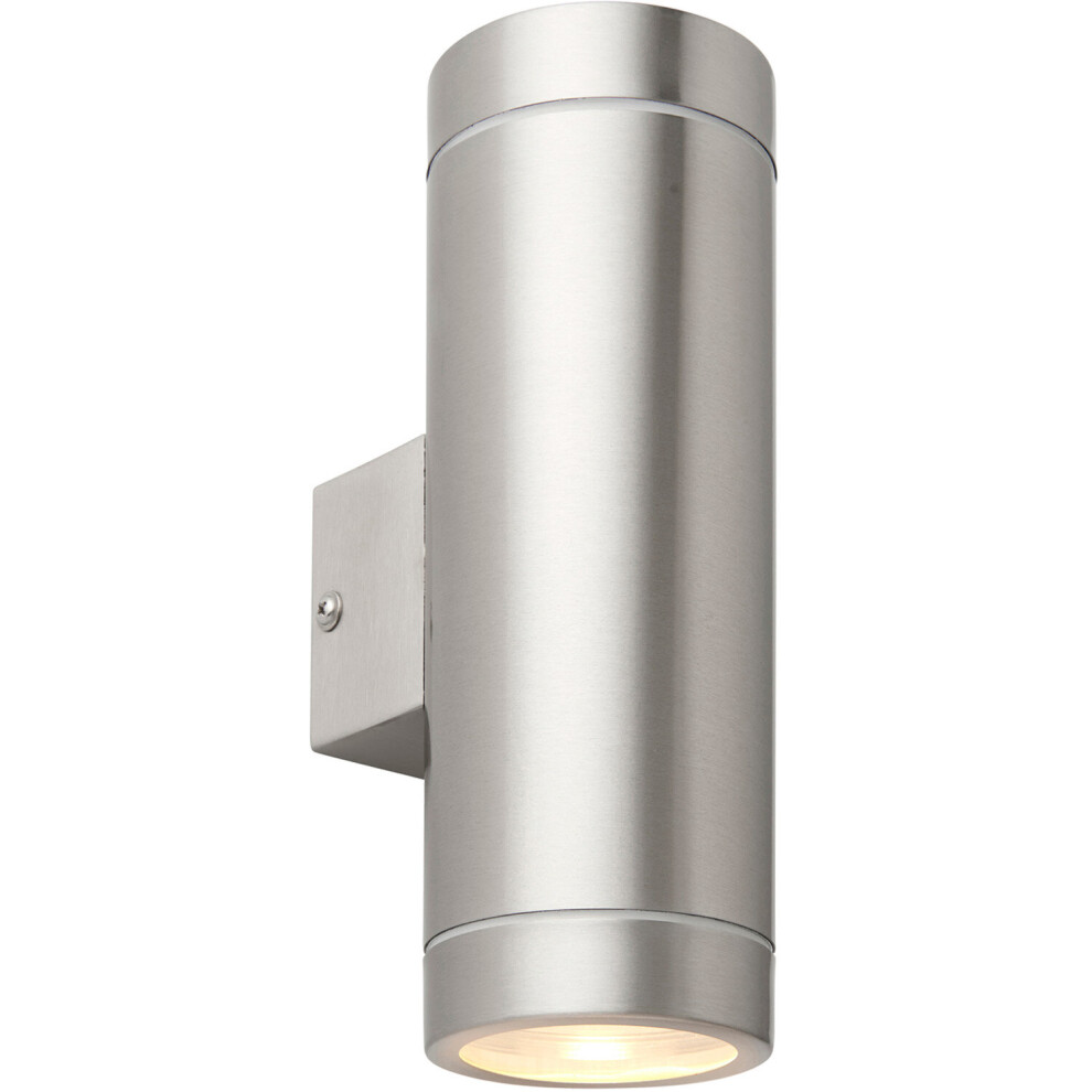 Loops Up & Down Twin Outdoor Wall - 2 X 7W Gu10 Led - Brushed Steel Light