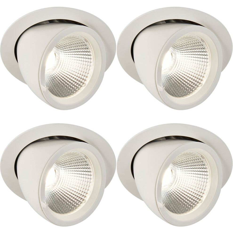 4 PACK Fully Adjustable Ceiling Downlight - 36W Cool White LED - Matt White