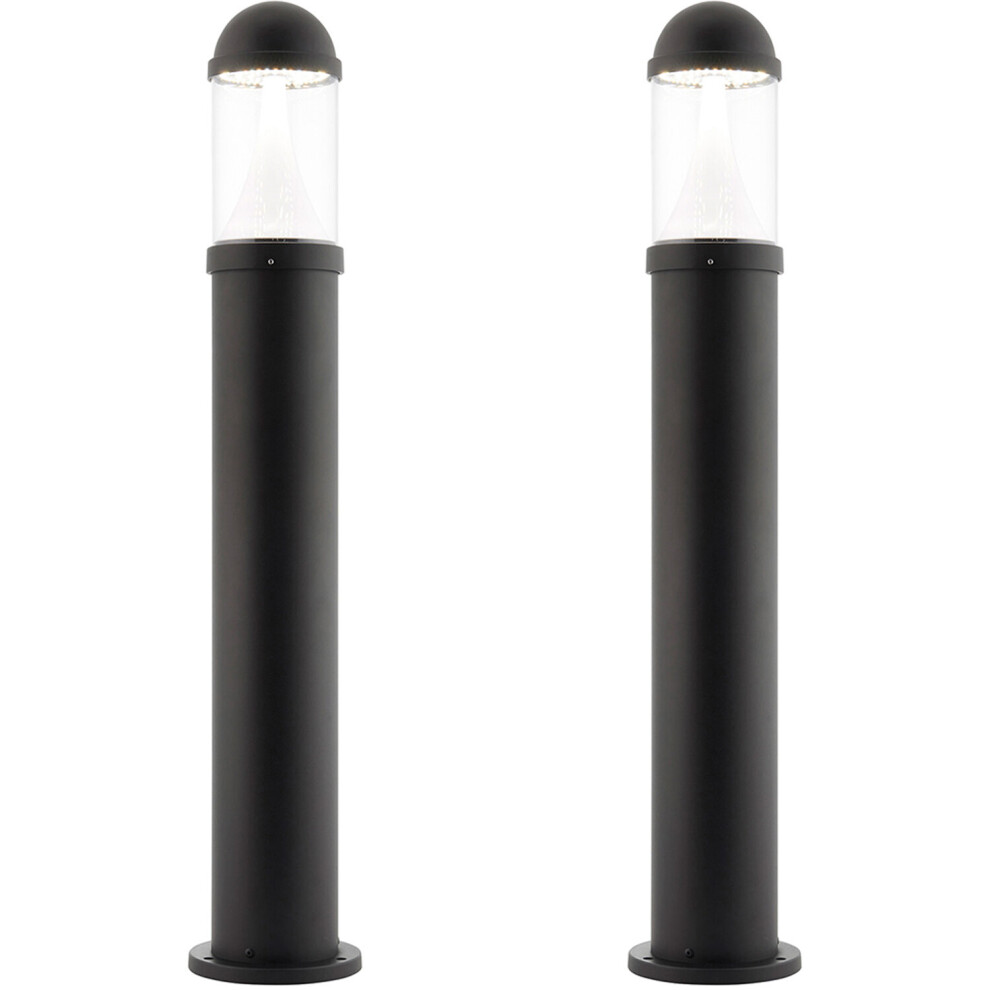 Loops 2 Pack Outdoor Bollard Post Light - 20W Cct Led Module - Textured Black Finish