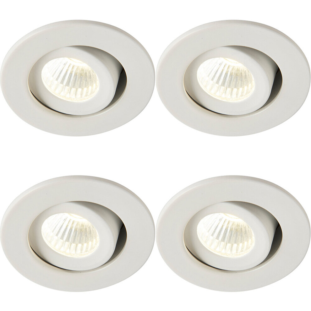 Loops 4 Pack Micro Adjustable Ceiling Downlight - 4W Cool White Led - Matt White