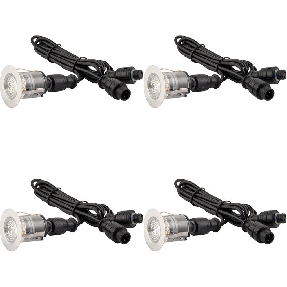 4 PACK Single Recessed 35mm Decking Light Module - 0.65W CCT LED - Steel