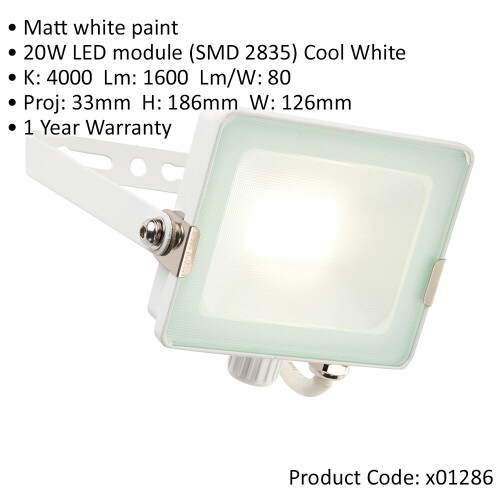 Loops 4 PACK Outdoor Waterproof LED Floodlight - 20W Cool White LED - Matt White 1