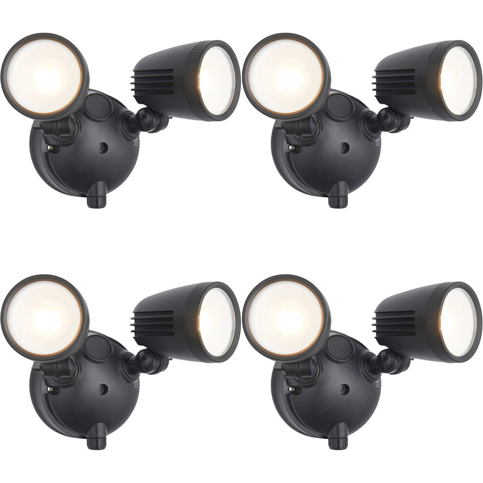 4 PACK Twin Light Outdoor Adjustable Spot Light - 2 x 10W CCT LED Module