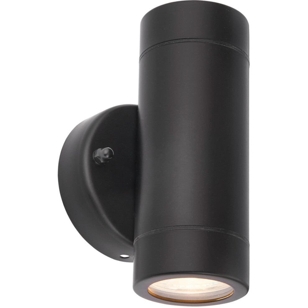Up & Down Twin Outdoor IP44 Wall Light - 2 x 7W GU10 LED - Matt Black-image-OPC-P8ZTTS6-NEW