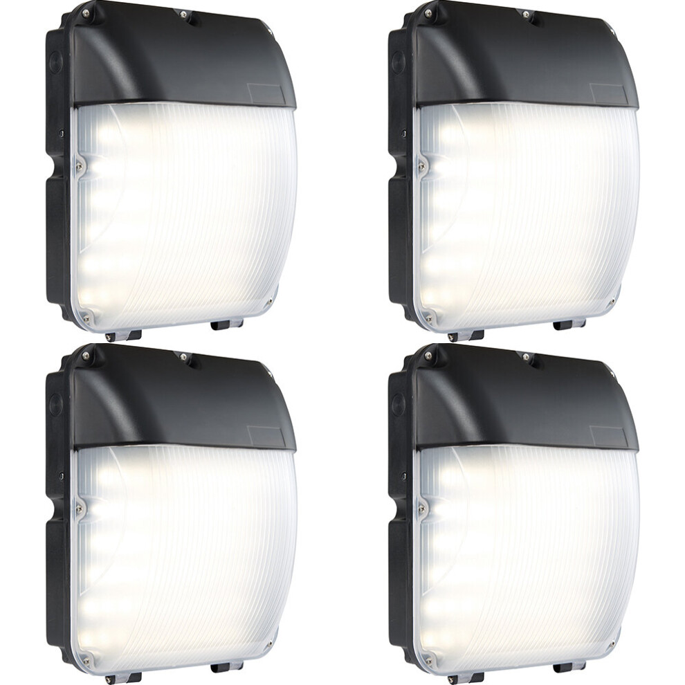 4 PACK Outdoor IP65 Bulkhead Wall Light - 30W Cool White LED - Weatherproof