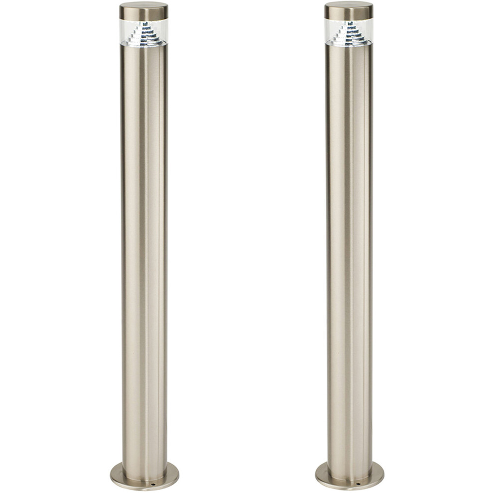 2 PACK Stepped Outdoor Bollard Light - 3.3W LED - 800mm Height - Stainless Steel