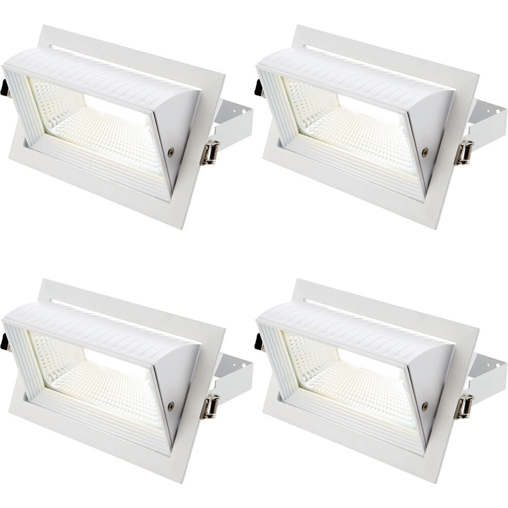 4 PACK Fully Adjustable Ceiling Downlight - 35W Cool White LED - Matt White