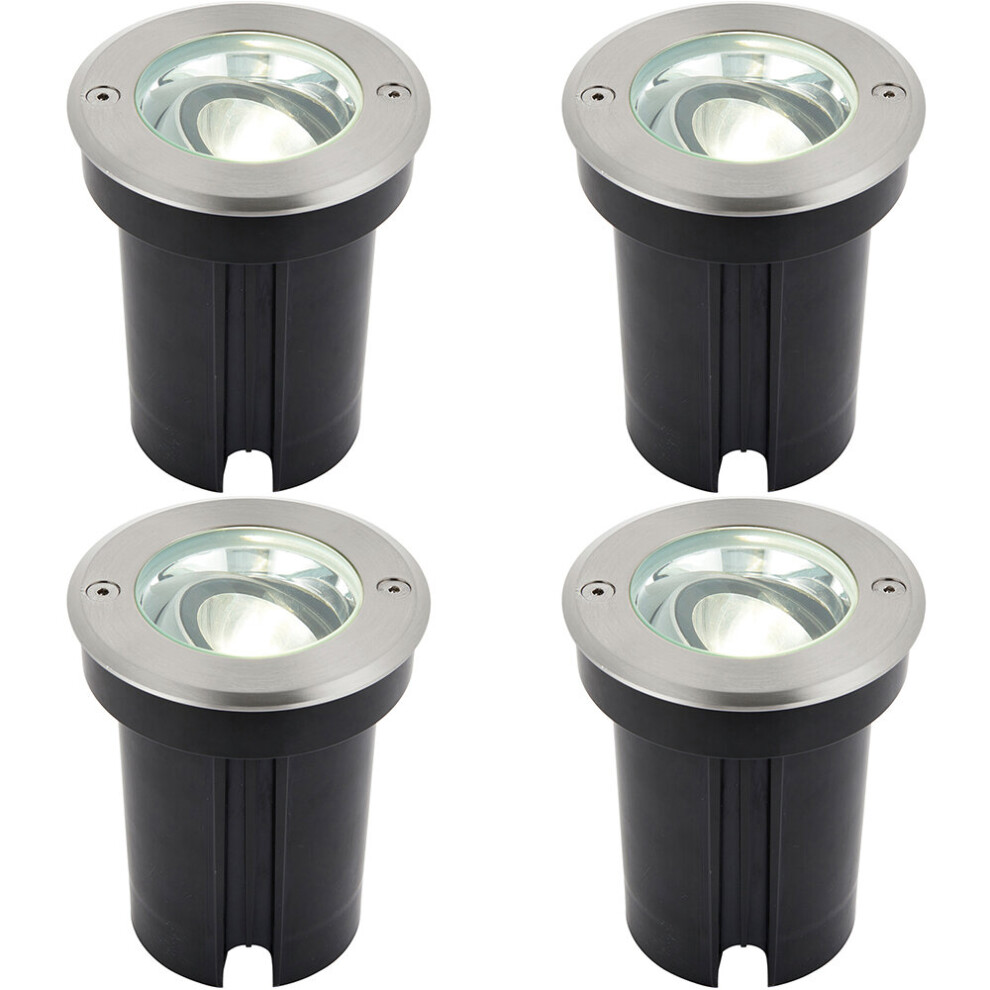 Loops 4 Pack Stainless Steel Ip67 Ground Light - 6W Cool White Led - Tilting Head