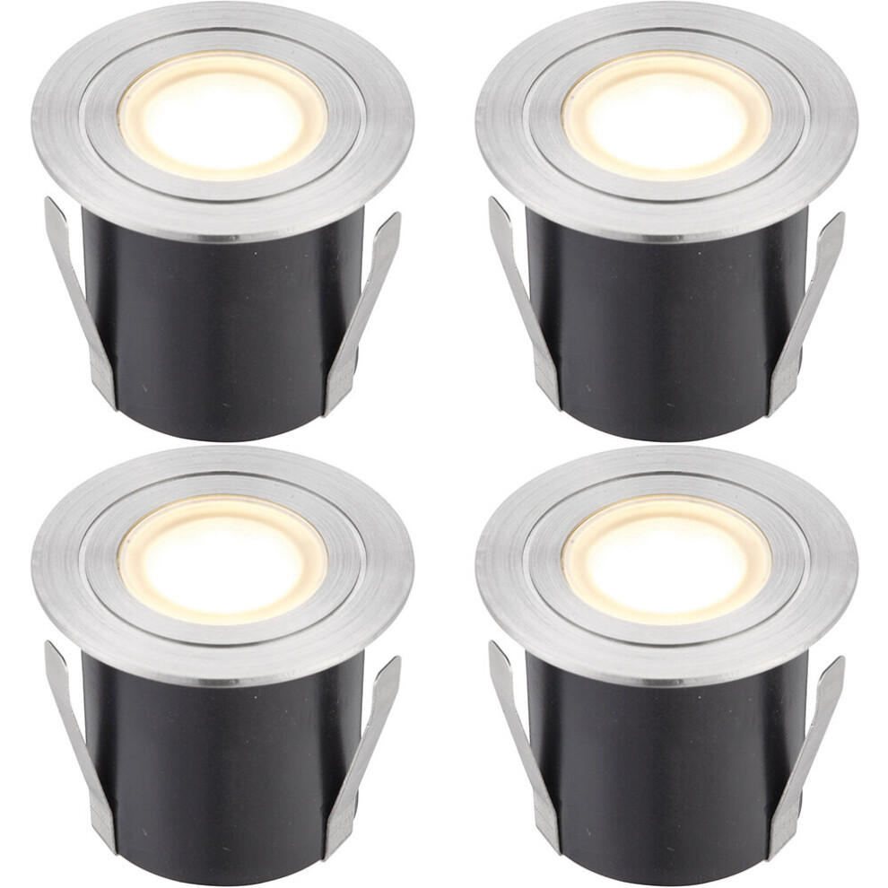 4 PACK Recessed IP67 Guide Light - 1.2W Warm White LED - Stainless Steel