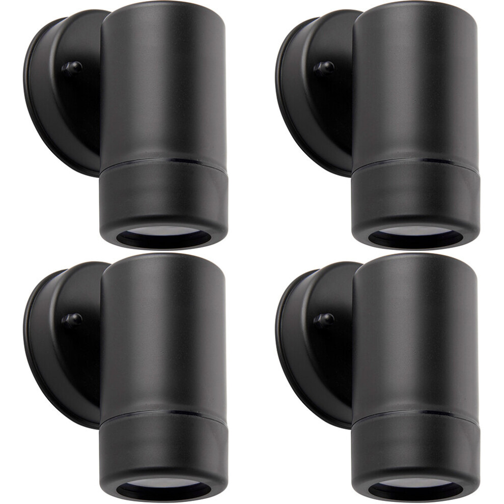 4 PACK Outdoor IP44 Spot Downlight - Dimmable 7W GU10 LED - Black Wall Light