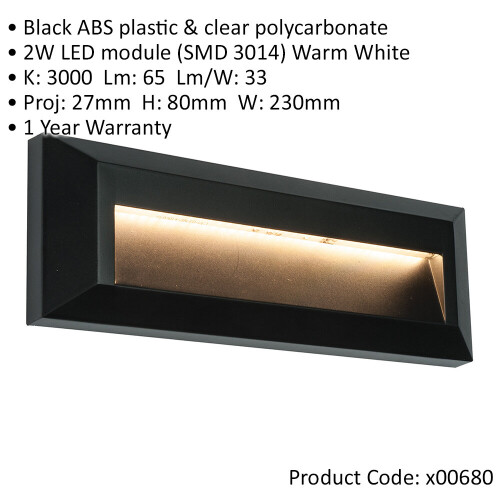 Loops 4 PACK Outdoor Pathway Guide Light - Indirect 2W Warm White LED - Black ABS 1