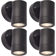 4 PACK Dimmable Outdoor IP44 Downlight - 7W GU10 LED - Matt Black & Glass