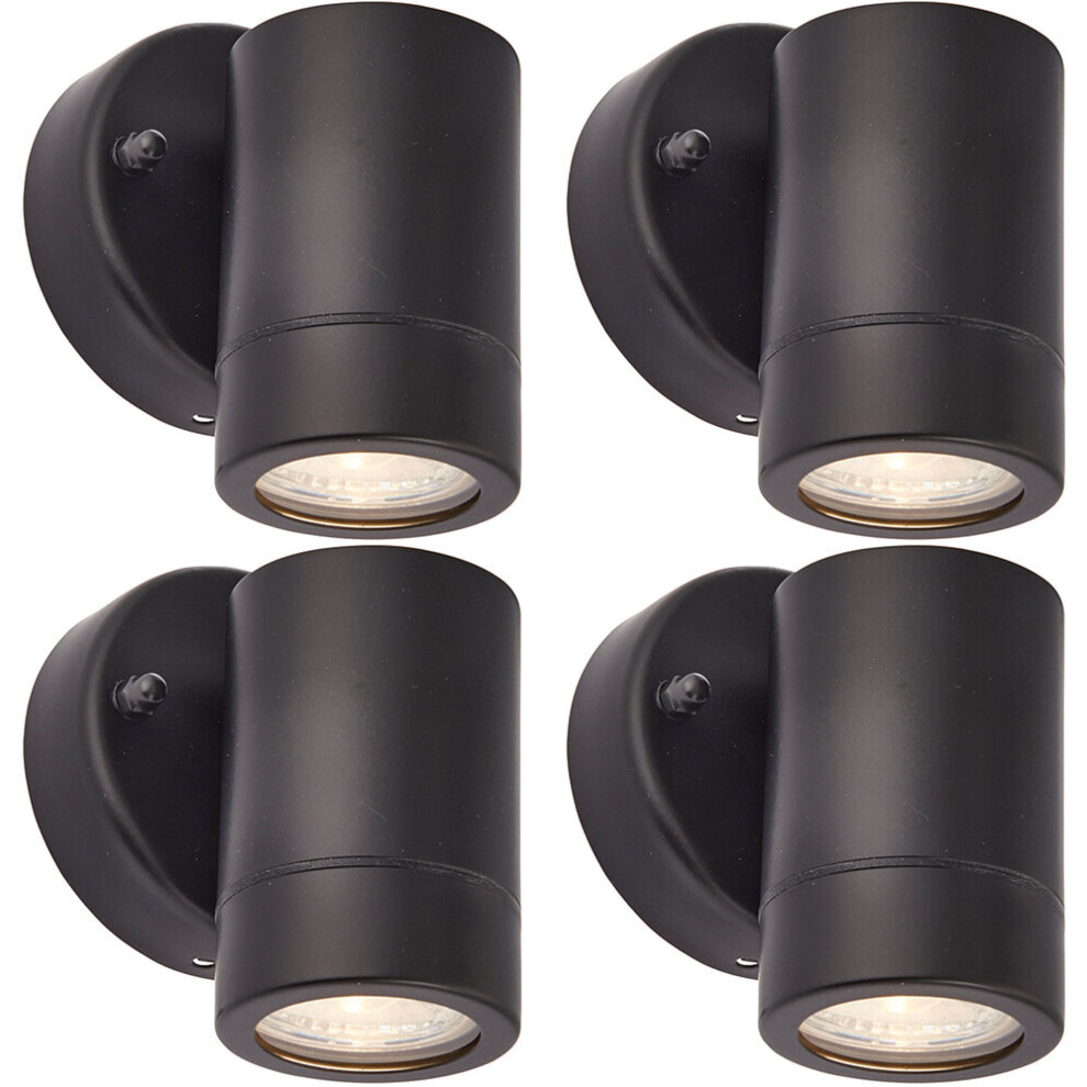Loops 4 Pack Dimmable Outdoor Ip44 Downlight - 7W Gu10 Led - Matt & Glass Black