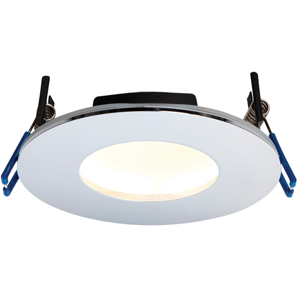 Chrome Recessed Bathroom Downlight - 9W Warm White LED - IP65 Rated