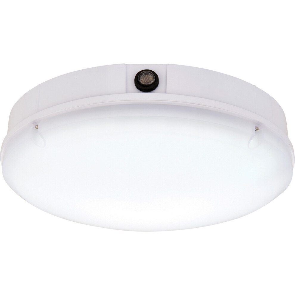 Gloss White IP65 Bulkhead Light - 18W CCT SMD LED Module - Photocell Sensor