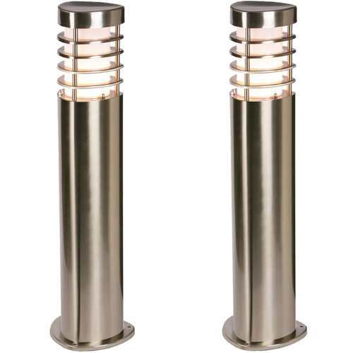 Loops 2 PACK Modern Outdoor Stainless Steel Post Light - 10.5W E27 LED - 500mm Height