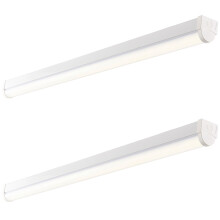 2 PK 5ft High Lumen Emergency Batten Light - 65.5W Cool White LED - Gloss White