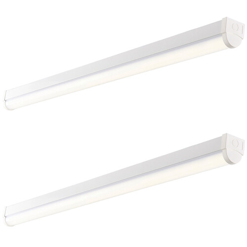 Loops 2 PK 5ft High Lumen Emergency Batten Light - 65.5W Cool White LED - Gloss White