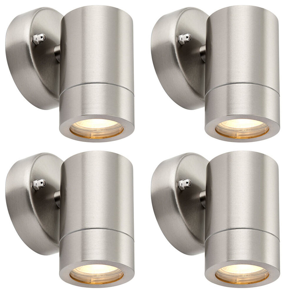 Loops 4 Pack Dimmable Outdoor Ip44 Downlight - 7W Gu10 Led - Brushed Stainless Steel