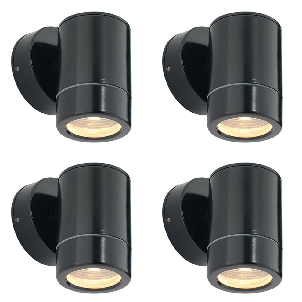 Loops 4 Pack Outdoor Ip65 Wall Downlight - Dimmable 7W Led Gu10 - Satin Black