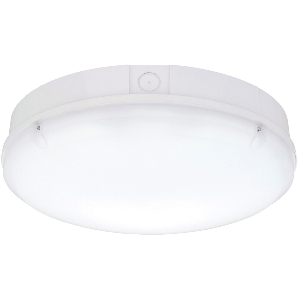Gloss White IP65 Bulkhead Light - 18W CCT LED Module - Emergency LED