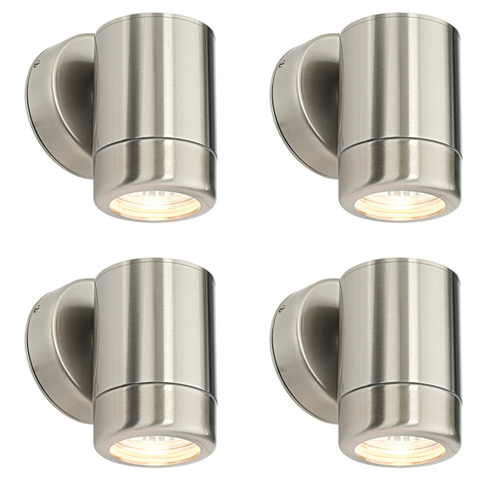 Loops 4 Pack Dimmable Outdoor Ip65 Wall Down - 7W Gu10 Led - Stainless Steel Light