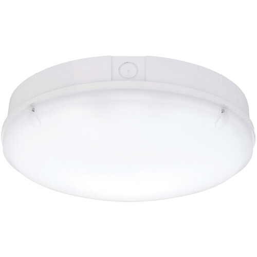 Loops Gloss White IP65 Bulkhead Light - 18W CCT LED Module - Microwave Sensor