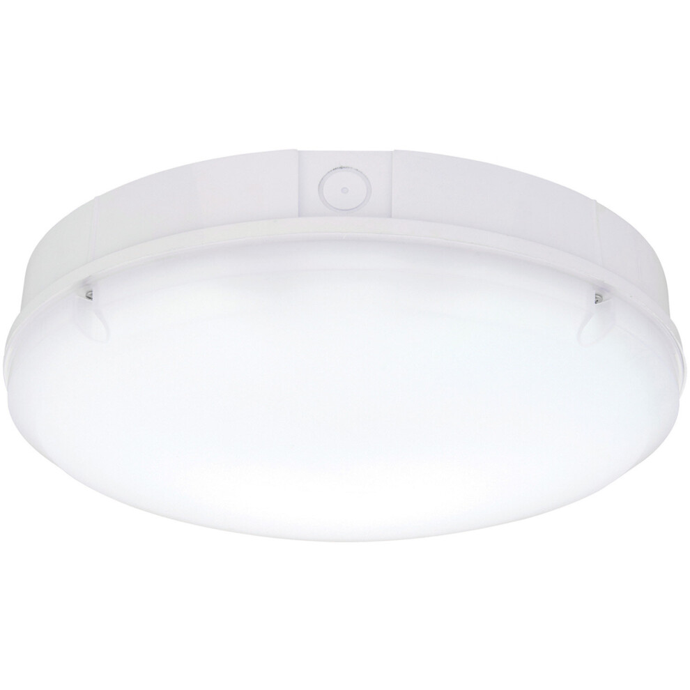 Gloss White IP65 Bulkhead Light - 18W CCT LED Module - Microwave Sensor