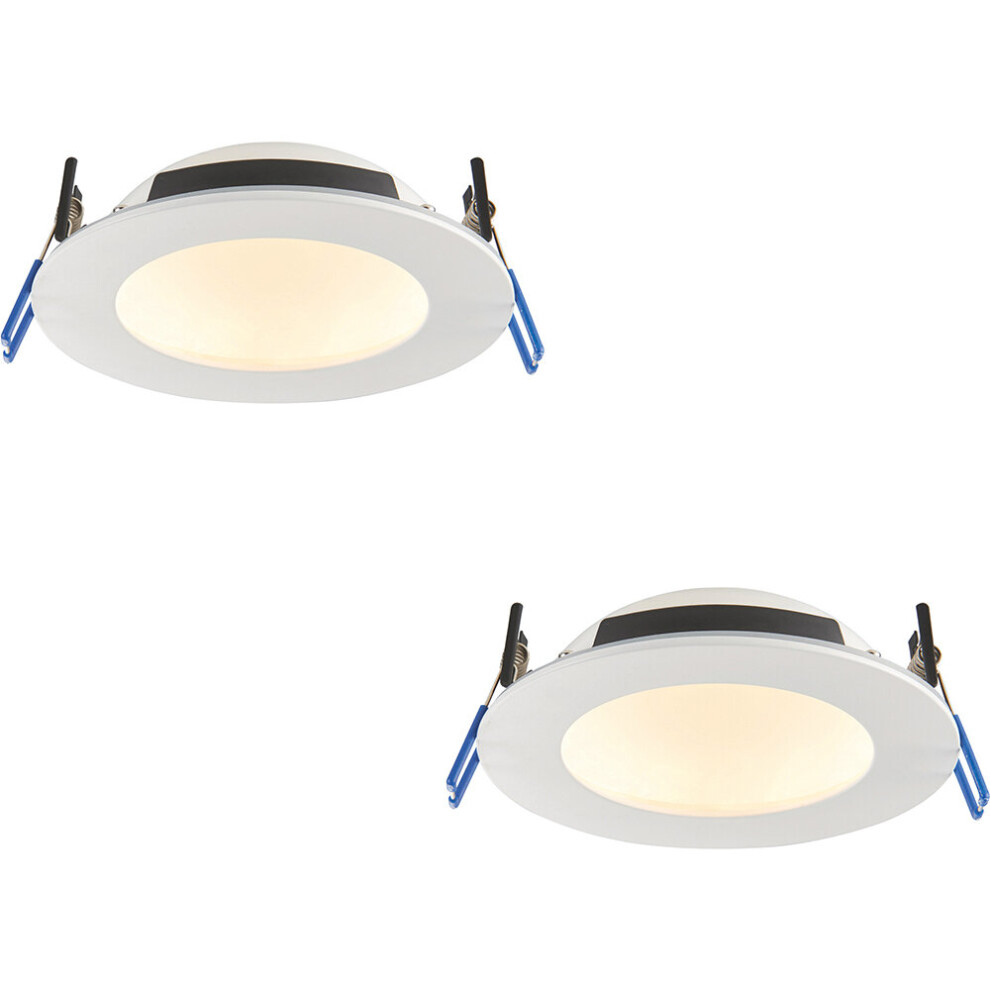 2 PACK Anti-Glare Recessed IP65 Ceiling Downlight - 12W CCT LED - Matt White