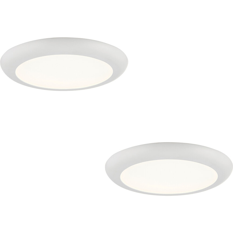 2 PACK Ultra Slim Recessed Ceiling Downlight - 18W Cool White LED - Matt White