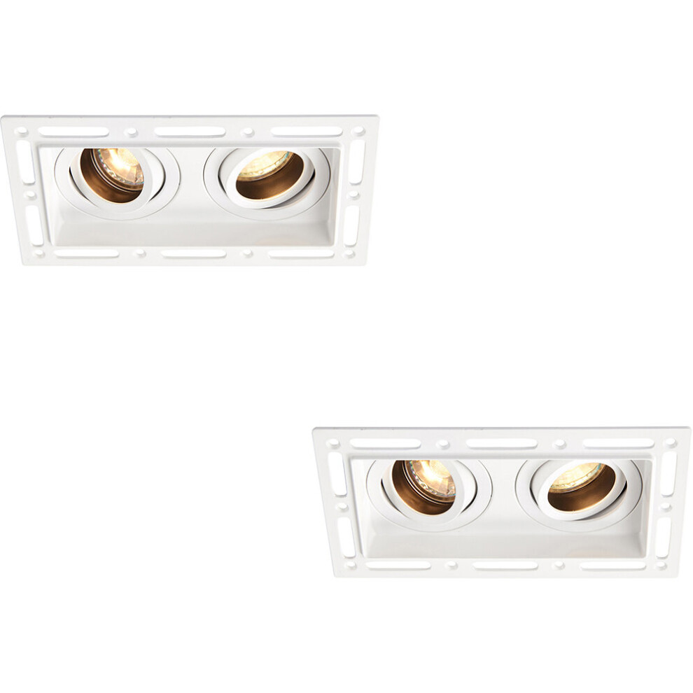 Loops 2 Pack Twin Trimless Plaster-In Downlight - 2 X 50W Gu10 Reflector Led - White