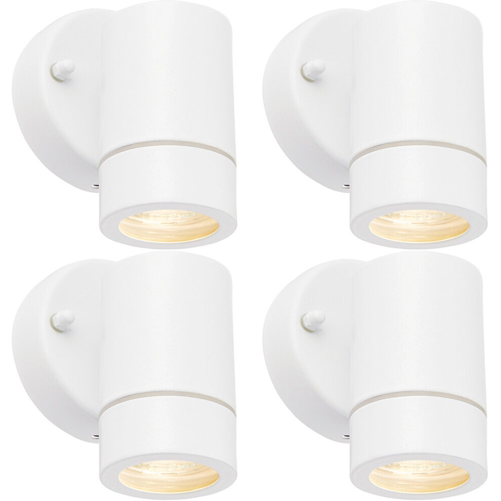Loops 4 Pack Dimmable Outdoor Ip44 Downlight - 7W Gu10 Led - Gloss & Glass White
