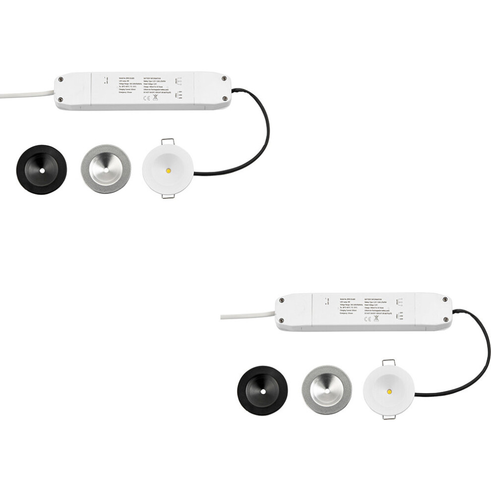 2 PACK Recessed Emergency Ceiling Guide Light Kit - Daylight White LED - White