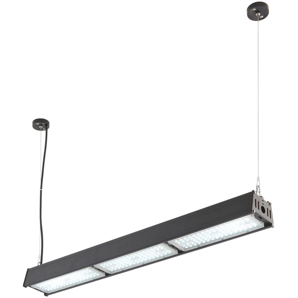 Low Bay Warehouse Pendant Light - 150W Daylight White LED - Matt Black