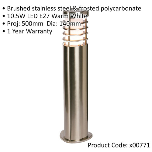 Loops 2 PACK Modern Outdoor Stainless Steel Post Light - 10.5W E27 LED - 500mm Height 1