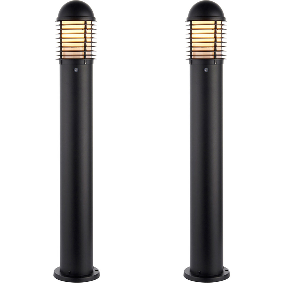 2 PACK Outdoor Bollard Post Light - 60W E27 GLS - 1000mm Height - Matt Black