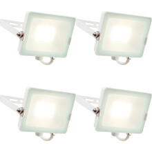 4 PACK Outdoor Waterproof LED Floodlight - 30W Cool White LED - Matt White