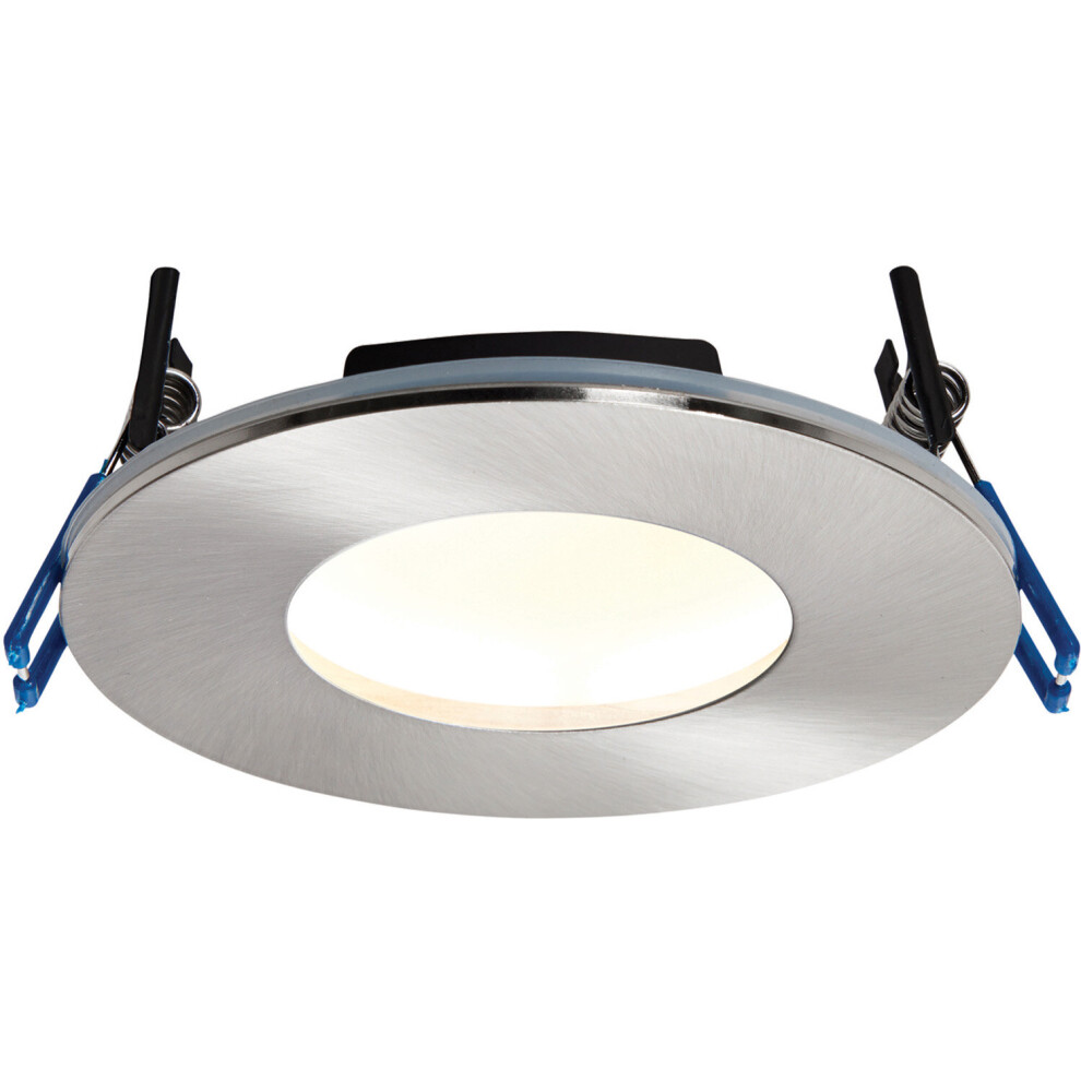 Satin Nickel Recessed Bathroom Downlight - 9W Warm White LED Slim Ceiling Light