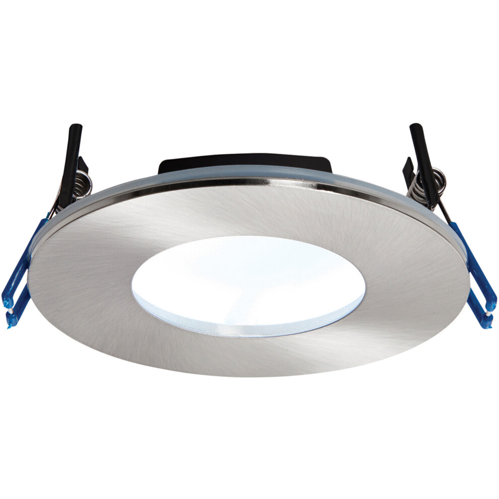 Loops Satin Nickel Recessed Bathroom Downlight - 9W Cool White Led - Ip65