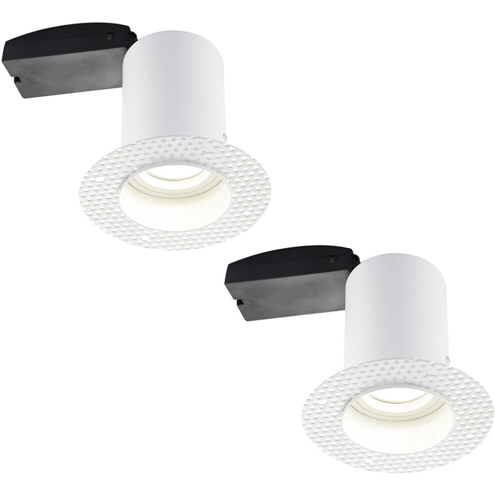 Loops 2 Pack Plaster-In Fire Rated Downlight - 50W Gu10 Reflector Led - Trimless