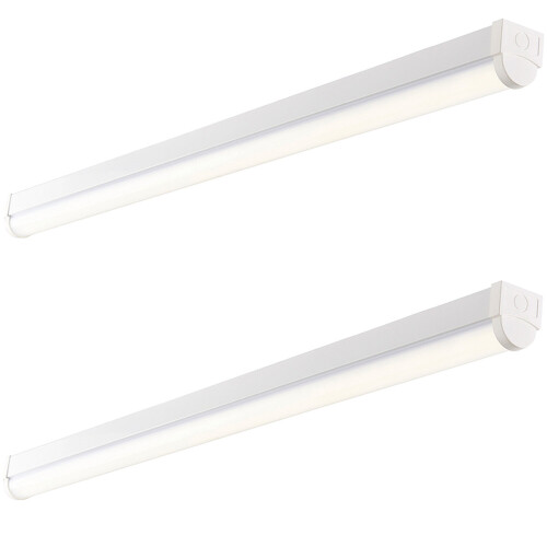 Loops 2 PACK 5ft High Lumen Batten Light - 65.5W Cool White LED - Gloss White & Opal