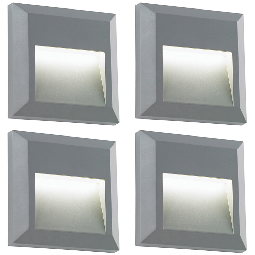 Loops Unisex White 4 Pack Square Ip65 Guide Light - Indirect 1.1W Warm Led - Gray Abs Small - Image 2