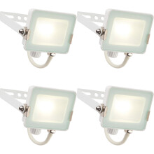 4 PACK Outdoor Waterproof LED Floodlight - 10W Cool White LED - Matt White