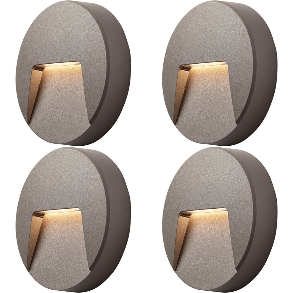 Loops Unisex Grey 4 Pack Round Outdoor Ip65 Pathway Guide Light - Indirect Cct Led - Abs Small - Image 2