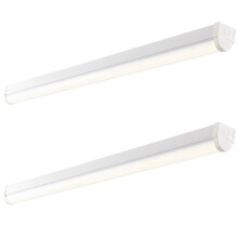 2 PACK 4ft Emergency Batten Light - 24.5W Cool White LED - Gloss White & Opal