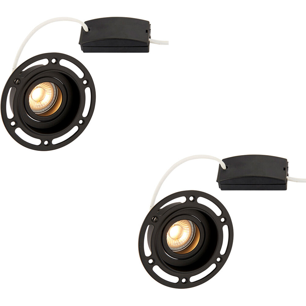 Loops 2 Pack Trimless Plaster-In Downlight - 50W Gu10 Reflector Led - Matt Black